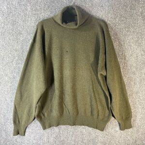EL DAWS Vintage L Sweater Cashmere Pullover Green Oversized Long Sleeve Flaw